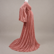 Load image into Gallery viewer, Babymoon Baggy Sleeve Maternity Gown Dress - Peach
