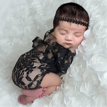 Load image into Gallery viewer, Babymoon Set of 2 | Net Lace Romper &amp; Hairband | Baby Photoshoot Props Costumes | 0-1 Month
