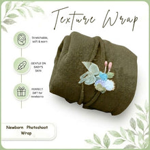 Load image into Gallery viewer, Babymoon Textured Stretchble Baby Photography Shoot Wrap Cloth With Hairband - Dark Green

