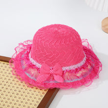 Load image into Gallery viewer, Babymoon Fancy Lace Baby Boys Girls Kids Summer Cap with Head String Sun Beach Hat | Pink | 2-8 Year
