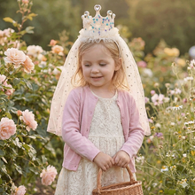 Load image into Gallery viewer, Babymoon Diamond Princess Birthday Party Girls Crown Headband with Veil | Hair Accessories | 3-8 Yrs
