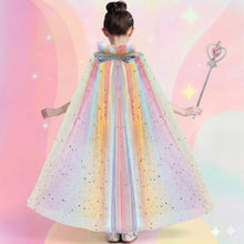 Load image into Gallery viewer, Babymoon Set of 7 | Baby Girls Princess Cape Clock with Tiara Crown, Wand, Necklace, Ring, Earrings, Bracelet | Princess Girls Birthday Party Dress Costumes | Baby Gift Set | 3-8 Yrs
