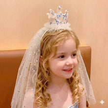 Load image into Gallery viewer, Babymoon Diamond Princess Birthday Party Girls Crown Headband with Veil | Hair Accessories | 3-8 Yrs
