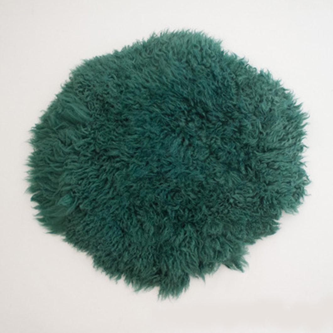 Babymoon 30CM | Round Wool Flokati Fur Blanket | Photoshoot Props | Dark Green