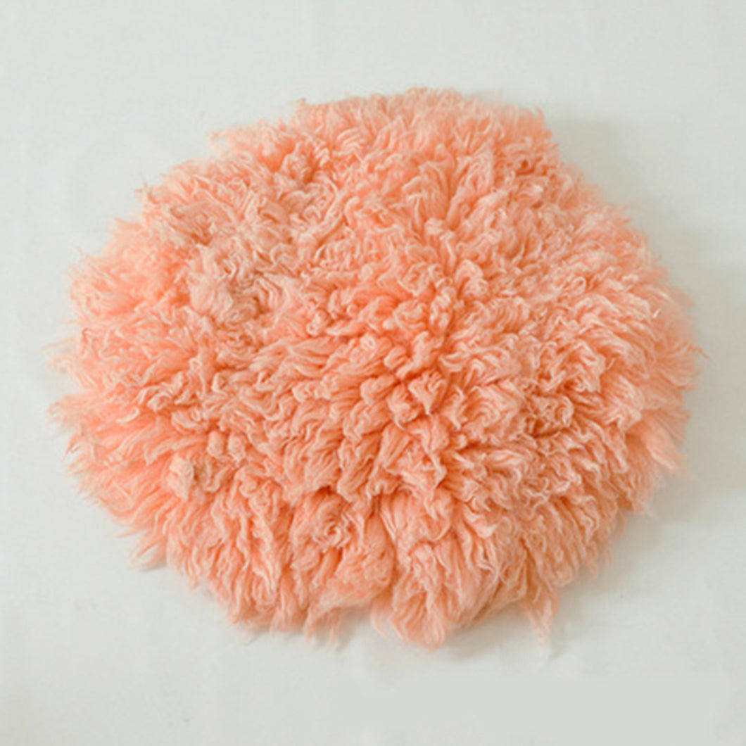 Babymoon 30CM | Round Wool Flokati Fur Blanket | Photoshoot Props | Orange