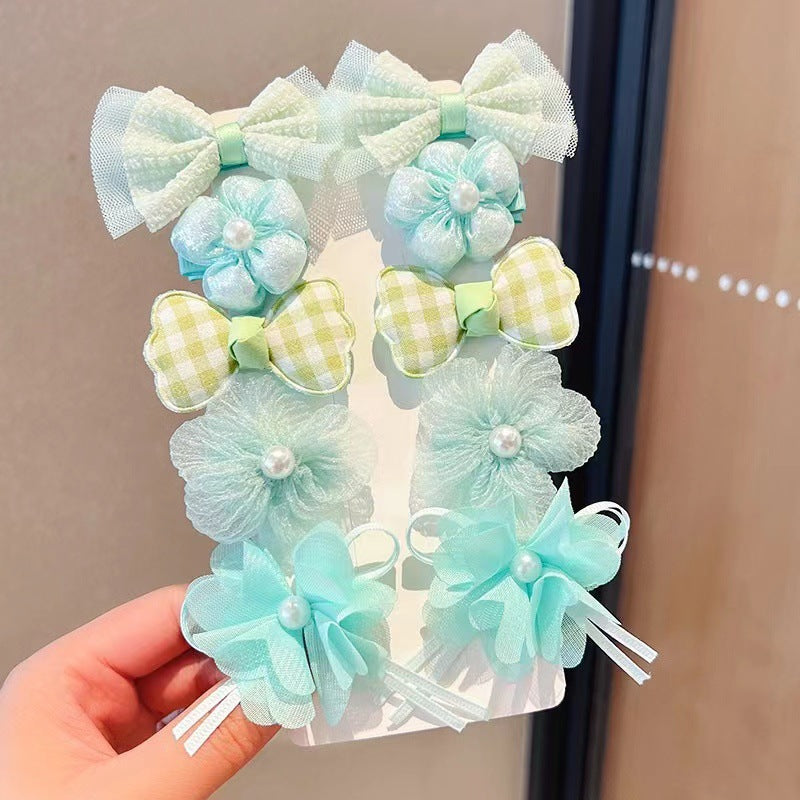 Babymoon Fusion Flower 10pcs Hairclips Hair Accessories Set | Green