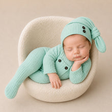 Load image into Gallery viewer, Babymoon Stretchable Bodysuit &amp; Cap New Born Outfits Costumes | Green | 0-1 Month
