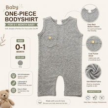 Load image into Gallery viewer, Babymoon Baby Boys Cotton Sleeveless Bodysuit with Wooden Button on Chest Pocket | Baby Photoshoot Props | 0-1 Month
