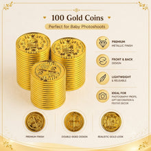 Load image into Gallery viewer, Babymoon 100pcs Gold Pirate Treasure Coins (3.2cm) for Baby Photoshoot Props, Kids | Decorative Add-ons
