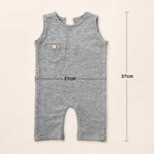 Load image into Gallery viewer, Babymoon Baby Boys Cotton Sleeveless Bodysuit with Wooden Button on Chest Pocket | Baby Photoshoot Props | 0-1 Month
