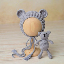 Load image into Gallery viewer, Babymoon Bear Teddy with Cap New Born Baby Photography Shoot Props Costumes
