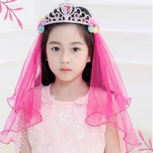 Load image into Gallery viewer, Babymoon Diamond Princess Birthday Party Girls Crown Headband with Veil | Hair Accessories | 3-8 Yrs

