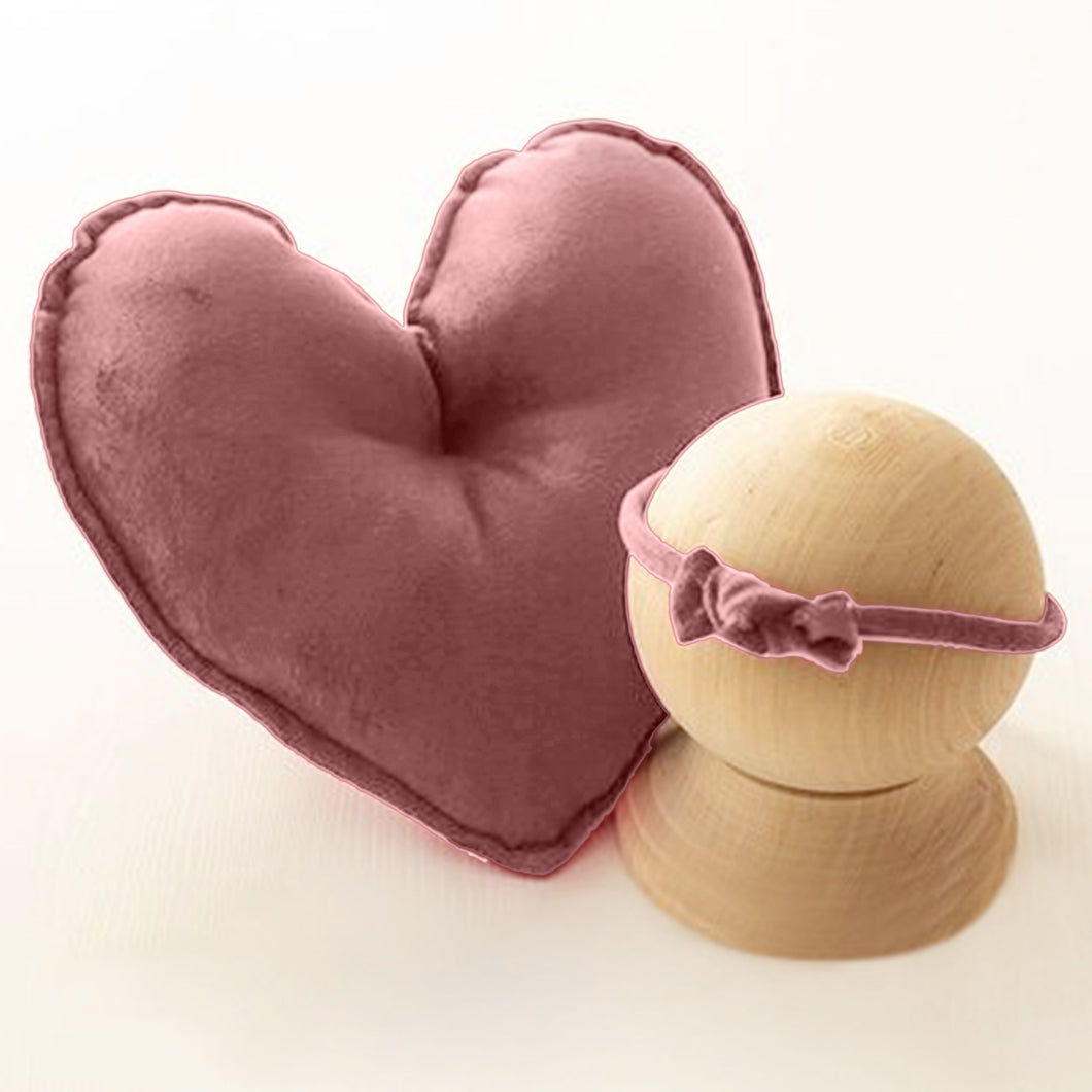 Babymoon | Set of 2 | Heart Shaped Pillow With Hairband | Baby Photoshoot Props | Posing Aids | Wine