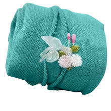 Load image into Gallery viewer, Babymoon Textured Stretchable Baby Photography Shoot Wrap Cloth With Hairband - Blue
