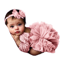 Load image into Gallery viewer, Babymoon Set of 2 | Fluffy Romper &amp; Hairband | Baby Photoshoot Props Costumes | Pink | 0-1 Month
