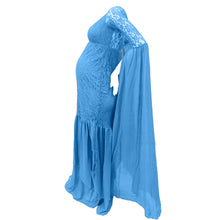 Load image into Gallery viewer, Babymoon Stretchable Off Shoulder Dropping Sleeve Maternity Gown Dress | Blue
