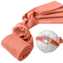 Load image into Gallery viewer, Babymoon Textured Stretchable Baby Photography Shoot Wrap Cloth With Hairband - Orange
