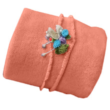 Load image into Gallery viewer, Babymoon Textured Stretchable Baby Photography Shoot Wrap Cloth With Hairband - Orange
