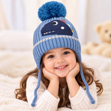 Load image into Gallery viewer, Babymoon Baby Dinosaur Design Cap with String Winter Kids Hat Boys Girls Caps | Blue | 1-15 Years
