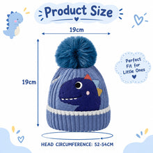 Load image into Gallery viewer, Babymoon Baby Dinosaur Design Cap with String Winter Kids Hat Boys Girls Caps | Blue | 1-15 Years

