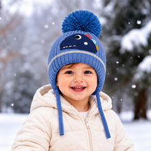 Load image into Gallery viewer, Babymoon Baby Dinosaur Design Cap with String Winter Kids Hat Boys Girls Caps | Blue | 1-15 Years
