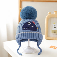 Load image into Gallery viewer, Babymoon Baby Dinosaur Design Cap with String Winter Kids Hat Boys Girls Caps | Blue | 1-15 Years
