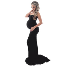 Load image into Gallery viewer, Babymoon Off Shoulder Maternity Gown Dress - Black
