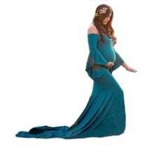 Load image into Gallery viewer, Babymoon Full Sleeve Maternity Gown Dress - Lake Blue
