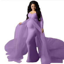 Load image into Gallery viewer, Babymoon Long Tail Maternity Gown Dress - Light Purple
