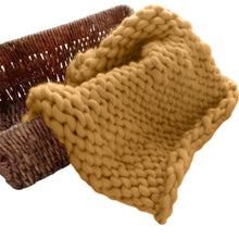 Load image into Gallery viewer, Babymoon Marino Wool Knit Throw Basket Filler Blanket Baby Photography Photoshoot Props | Mustard
