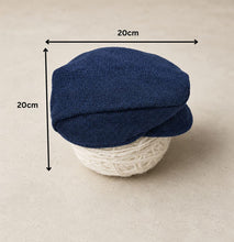 Load image into Gallery viewer, Babymoon Set of 2 | Gentleman French Cap with Bow | Baby Photoshoot Props | Navy Blue
