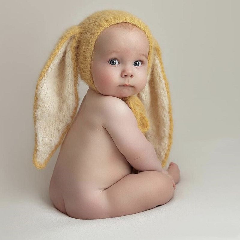 Babymoon Big Rabbit Ears Bonnet Hat Baby Photography Hat Yellow