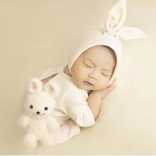 Load image into Gallery viewer, Babymoon Set of 3 | Rabbit Theme Cap, Bodysuit, Doll | Baby Photography Props | White
