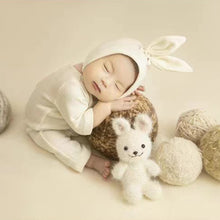 Load image into Gallery viewer, Babymoon Set of 3 | Rabbit Theme Cap, Bodysuit, Doll | Baby Photography Props | White
