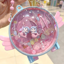 Load image into Gallery viewer, Babymoon Baby Girl Gift Box Set of 8 | Baby Girl Hair Accessories | Hair Clips | Necklace | Butterfly | Rubber Band | Pink
