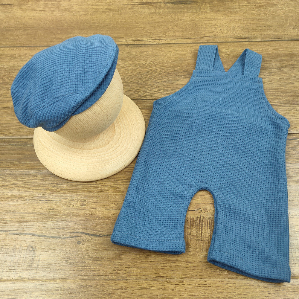 Babymoon | Set of 2 | French Cap & Pant | Baby Photography Props | Costume | Blue