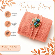 Load image into Gallery viewer, Babymoon Textured Stretchable Baby Photography Shoot Wrap Cloth With Hairband - Orange
