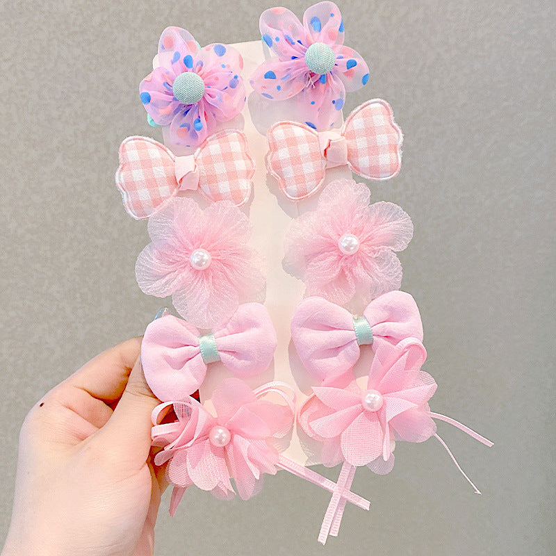 Babymoon Fusion Flower 10pcs Hairclips Hair Accessories Set | Pink