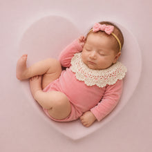 Load image into Gallery viewer, Babymoon | Set of 2 | Baby Velvet Romper and Hairband | Baby Photoshoot Props | Baby Costume | Pink
