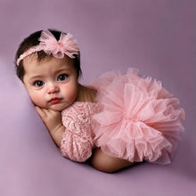 Load image into Gallery viewer, Babymoon Set of 2 | Fluffy Romper &amp; Hairband | Baby Photoshoot Props Costumes | Pink | 0-1 Month
