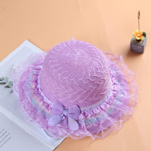Load image into Gallery viewer, Babymoon Fancy Lace Baby Boys Girls Kids Summer Cap with Head String Sun Beach Hat | Purple | 2-8 Year
