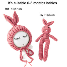 Load image into Gallery viewer, Babymoon Rabbit Toy with Cap New Born Baby Photography Shoot Props Costumes- Pink
