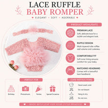 Load image into Gallery viewer, Babymoon Set of 2 | Fluffy Romper &amp; Hairband | Baby Photoshoot Props Costumes | Pink | 0-1 Month

