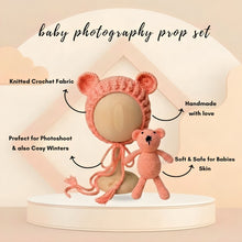 Load image into Gallery viewer, Babymoon Bear Teddy with Cap New Born Baby Photography Shoot Props Costumes
