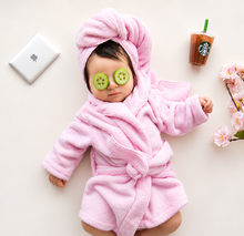 Load image into Gallery viewer, Babymoon Spa Bathrobe &amp; Towel Set Newborn Photography Costume | Baby Gift Set | Pink
