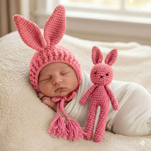 Load image into Gallery viewer, Babymoon Rabbit Toy with Cap New Born Baby Photography Shoot Props Costumes- Pink
