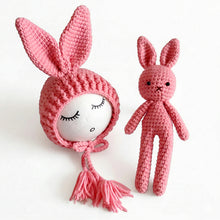 Load image into Gallery viewer, Babymoon Rabbit Toy with Cap New Born Baby Photography Shoot Props Costumes- Pink
