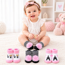 Load image into Gallery viewer, Babymoon Set of 3 | Non-Skid, Anti Slip Baby Socks Gift Box | Safety Protector | 0-9M | Light Pink
