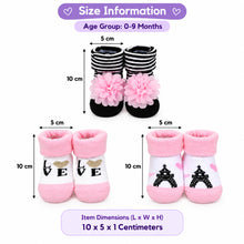 Load image into Gallery viewer, Babymoon Set of 3 | Non-Skid, Anti Slip Baby Socks Gift Box | Safety Protector | 0-9M | Light Pink
