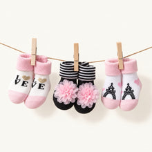 Load image into Gallery viewer, Babymoon Set of 3 | Non-Skid, Anti Slip Baby Socks Gift Box | Safety Protector | 0-9M | Light Pink
